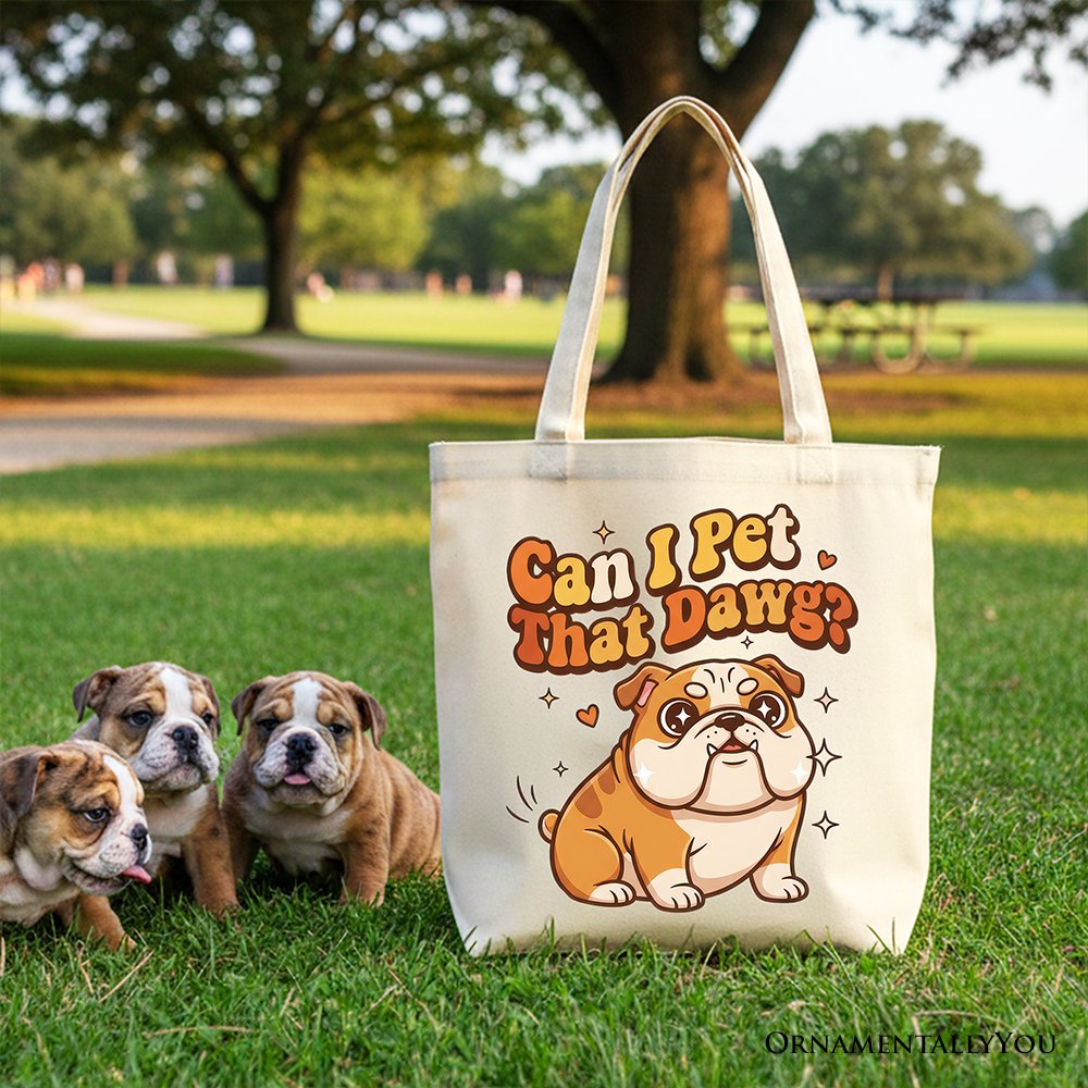 Retro Bulldog Canvas Tote Bag and Dog Gift