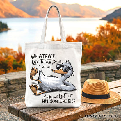Chill Duck Life Quote Tote Bag for Gift Shoppers