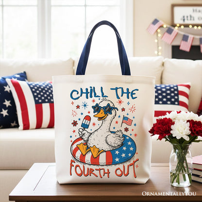 Chill The Fourth Out Goose and Canvas Tote Bag