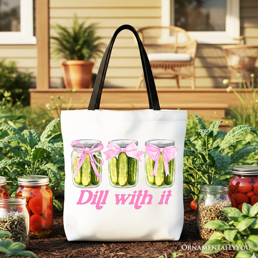 Funny Dill With It Canvas Tote Bag And Pickles