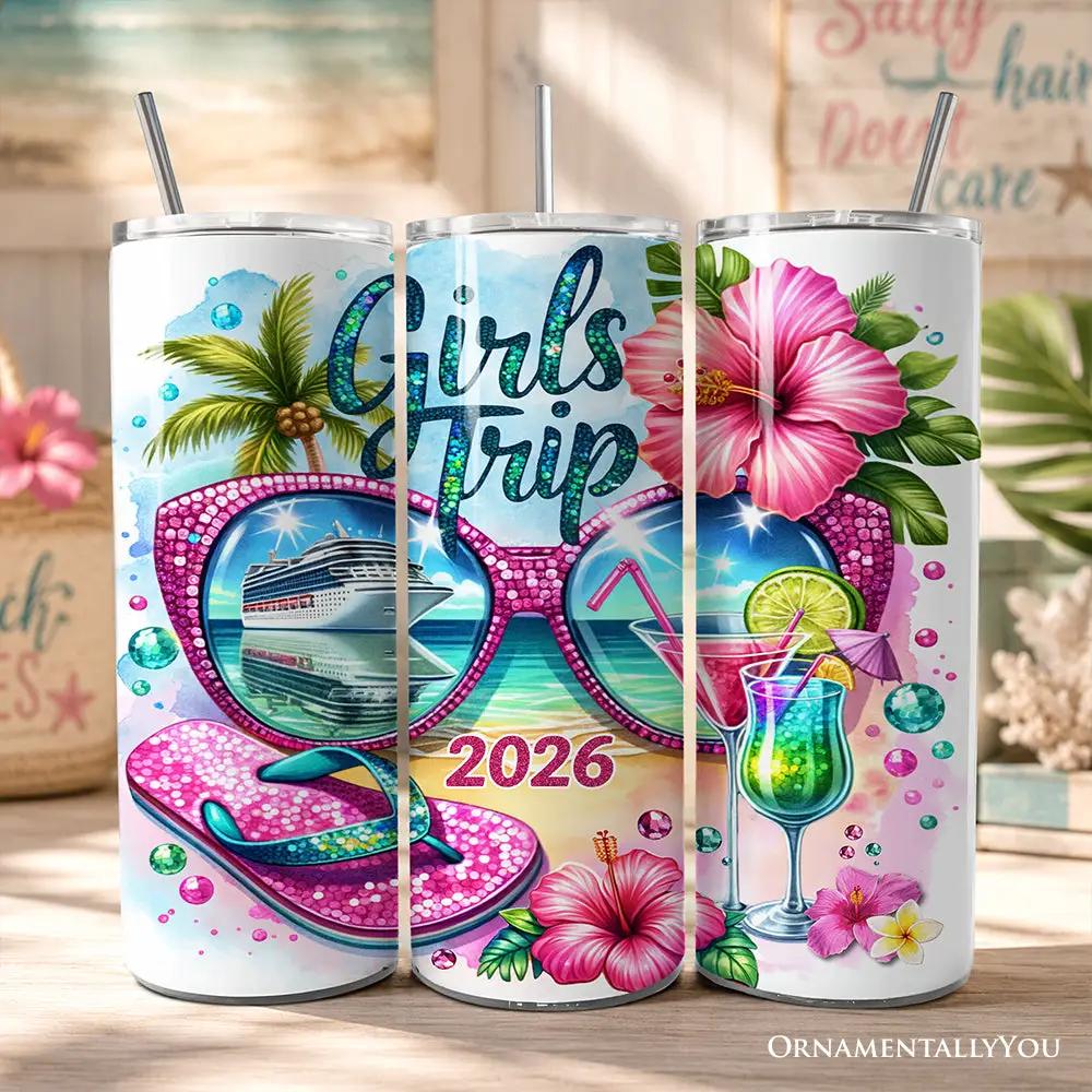 3-pack 20oz tumbler set by OrnamentallyYou lids and steel straws in Girls Trip 2026 cruise on Tampa Home & Garden Store