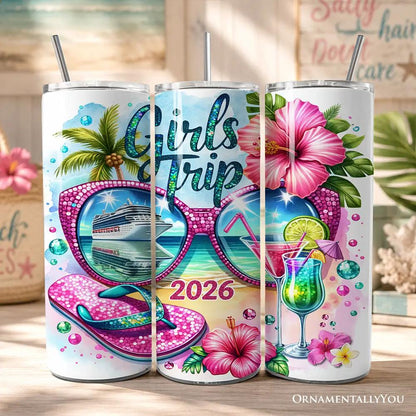 3-pack 20oz tumbler set by OrnamentallyYou lids and steel straws in Girls Trip 2026 cruise on Tampa Home & Garden Store