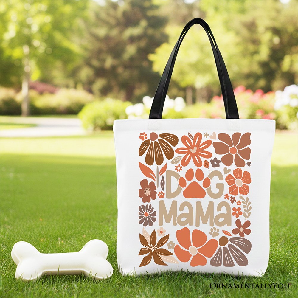 Dog Mama Boho Floral Canvas Tote Bag and Gift