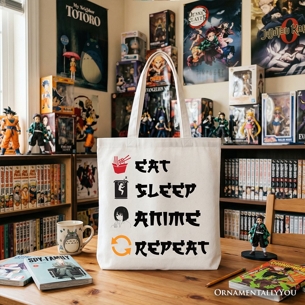 Eat Sleep Anime Repeat Tote Bag and Fun Gift