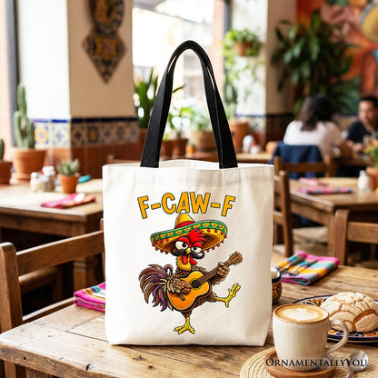 Funny Rooster and Cinco de Mayo Canvas Tote