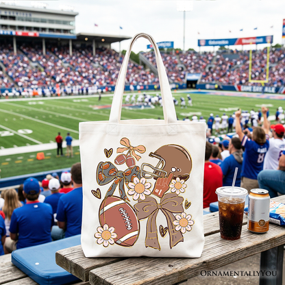 Coquette Football Mom and Daisy Fall Tote Bag