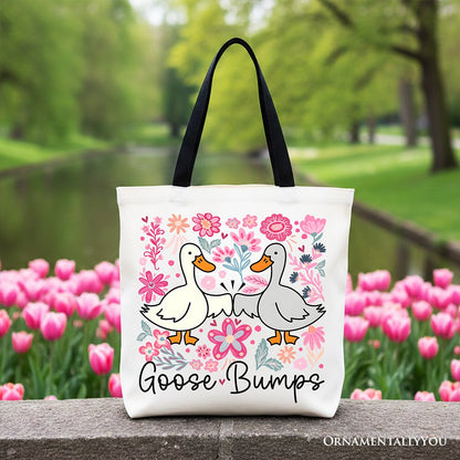 Funny Goose Bumps Floral Canvas Tote Bag and Gift