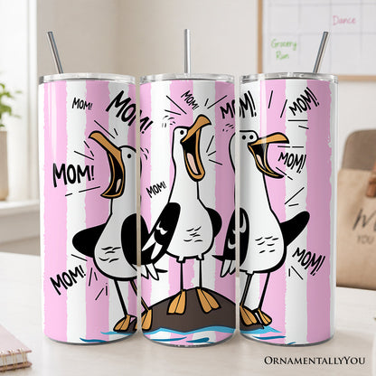 Pink Coastal Seagull Mom 20oz Tumbler and Straw