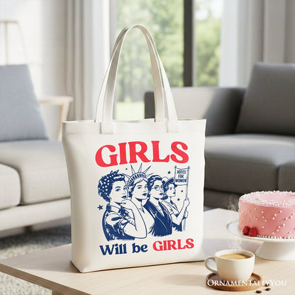 Patriotic Girls Will Be Girls Canvas Tote