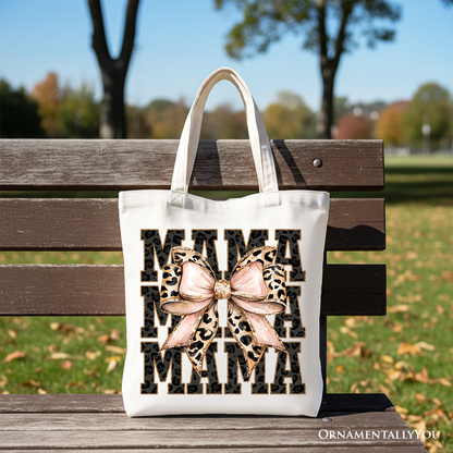 Glitter Leopard Mama Tote Bag and the Bow