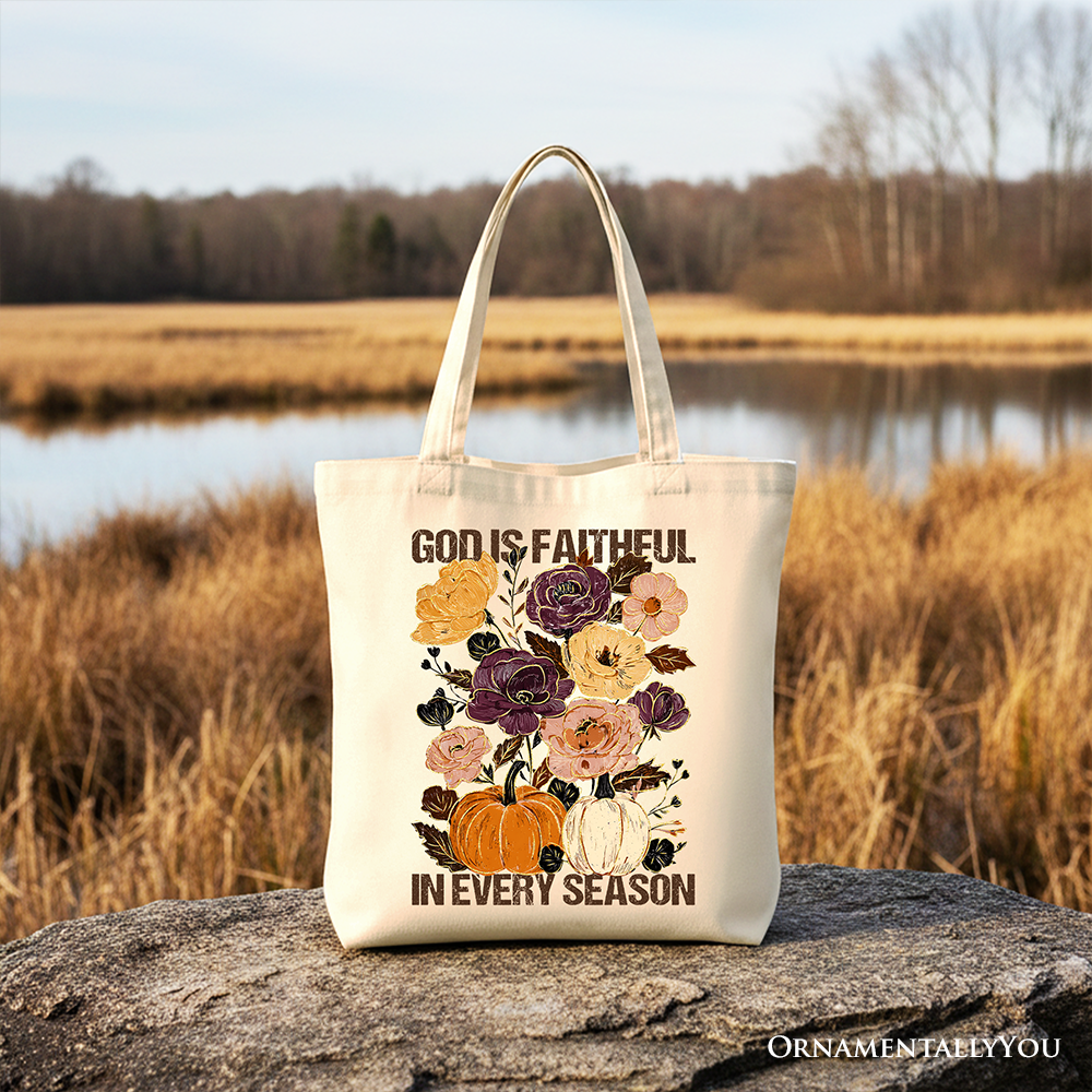 God Is Faithful And Floral Canvas Tote Bag