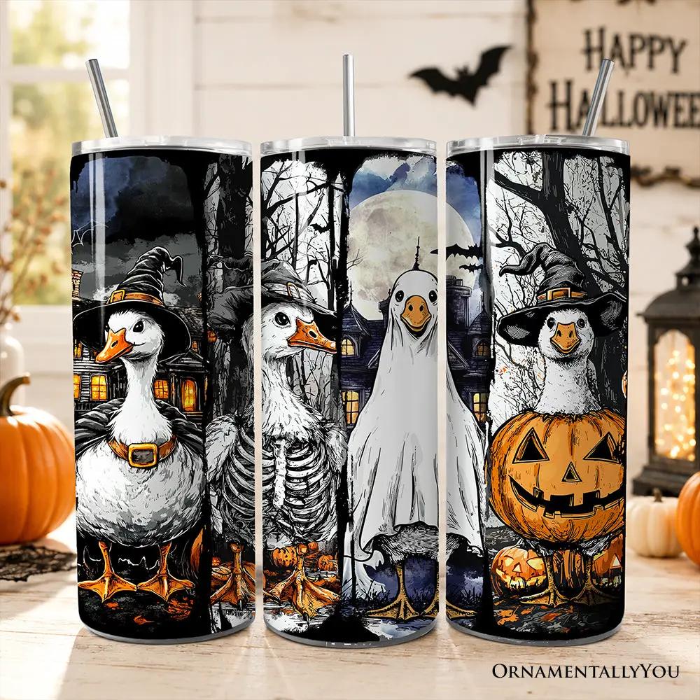 Tumbler set of 4 Halloween Goose in Costume 20oz with lid & stainless straw OrnamentallyYou on Tampa Home & Garden Store