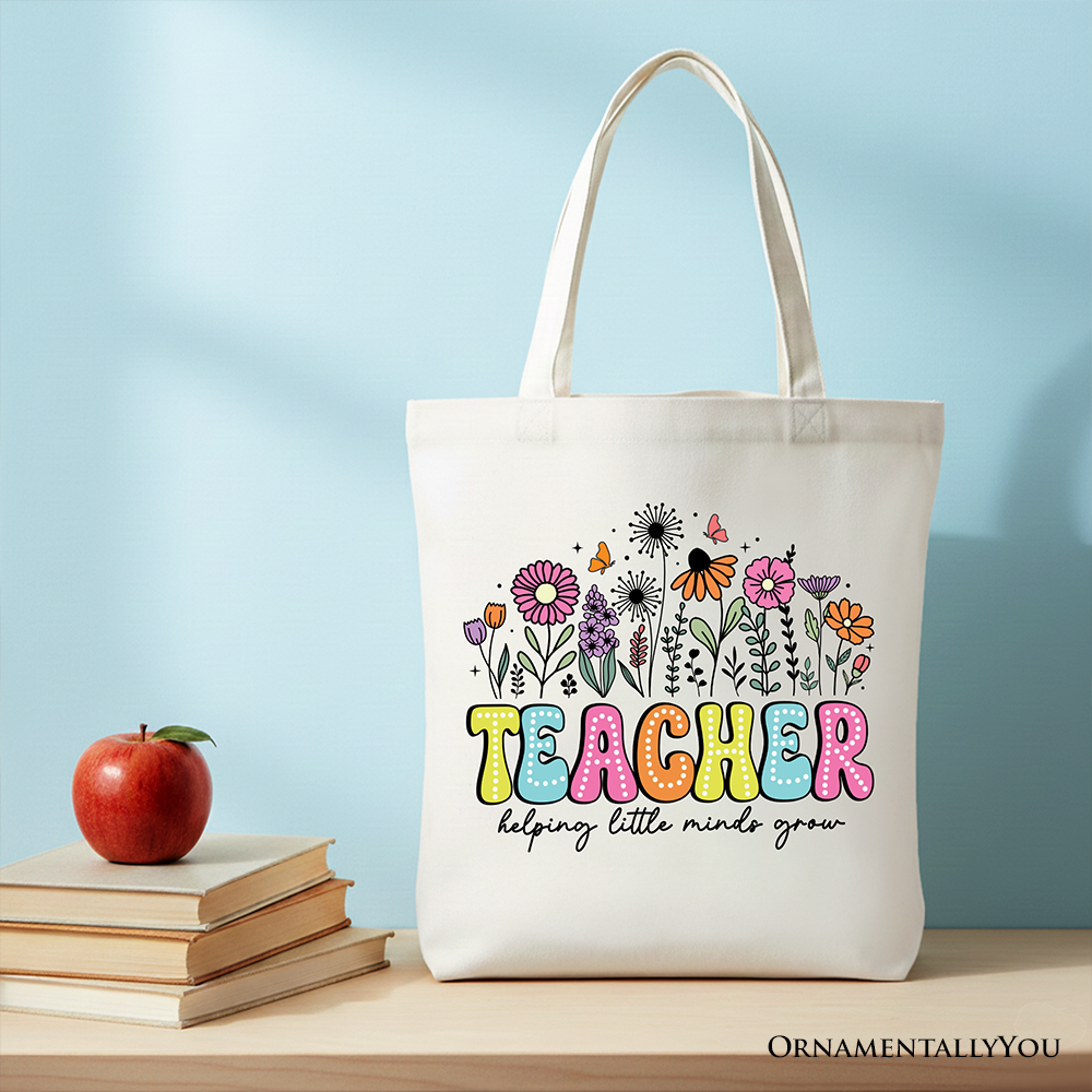 Canvas Teacher Tote Bag and Floral Pattern