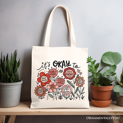 Boho Floral Affirmation Canvas Tote Bag and Gifts