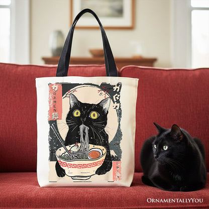 Kawaii Anime Cat Ramen and Canvas Tote Bag