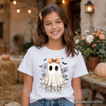 Kids Coquette Ghost Tee For Girls And Halloween