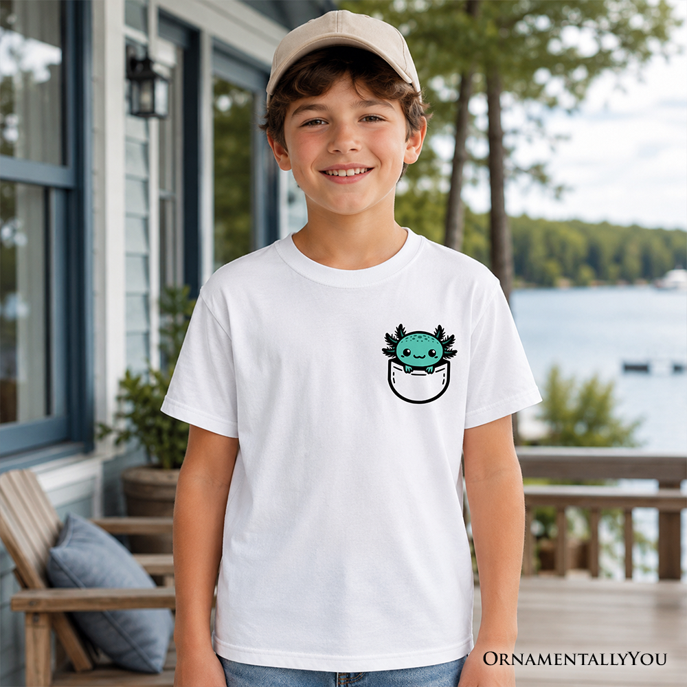 Blue Axolotl Kids Shirt and Pocket Cotton Tee