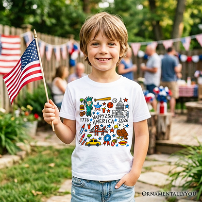 Kids Patriotic USA 250th Anniversary Cotton Tee