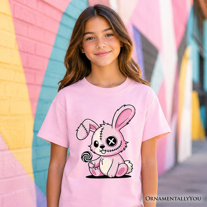 Pink Zombie Bunny Tee For Cute Kids And Halloween