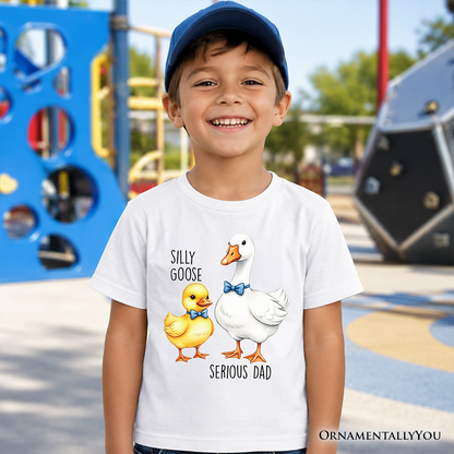 Cute Kids Silly Goose and Serious Dad Tie Shirt