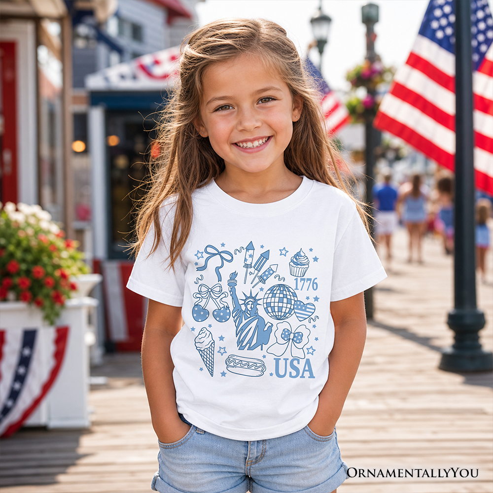 Kids USA Retro Coquette 4th of July Cotton Tee