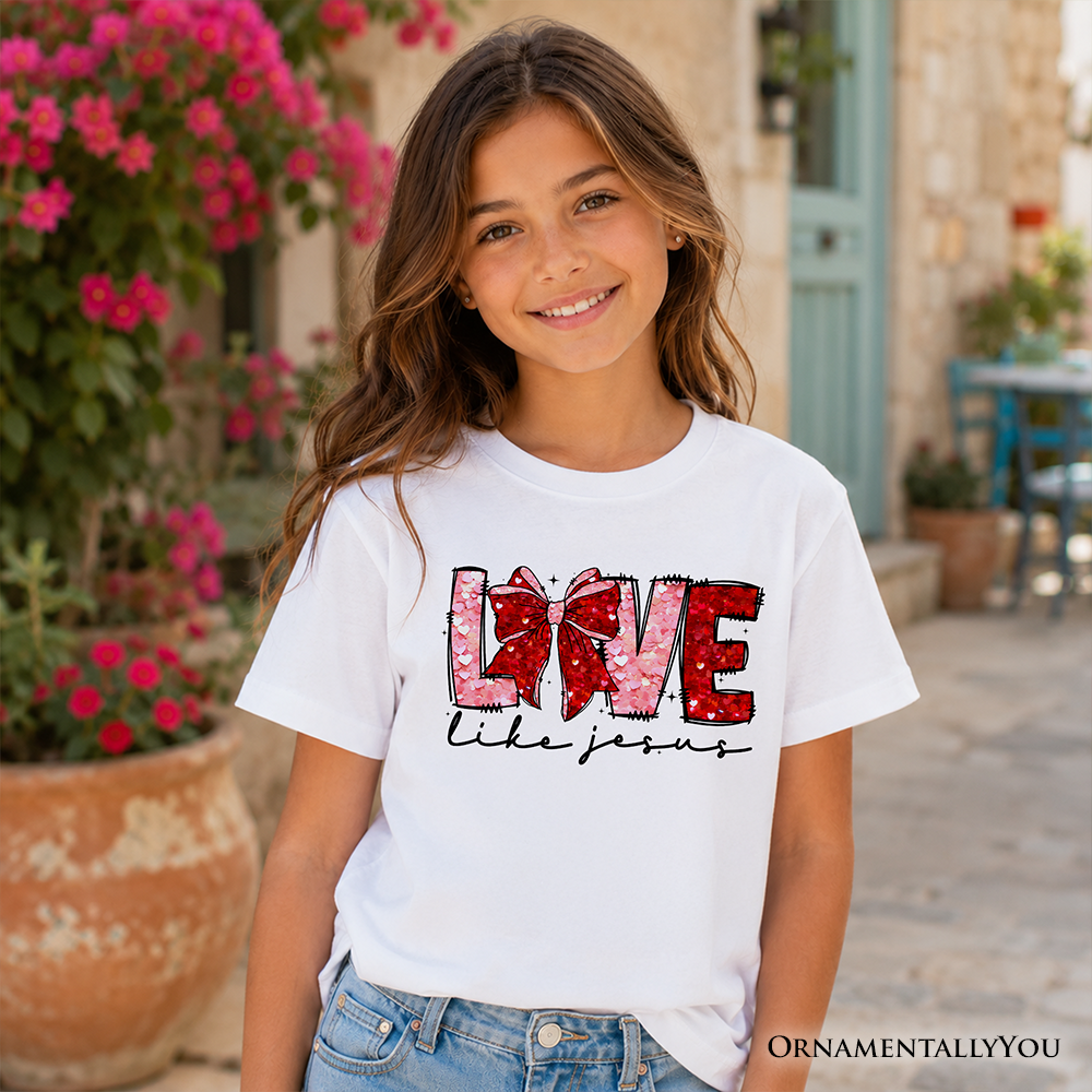 Love Like Jesus the Kids Valentine Bow Tee