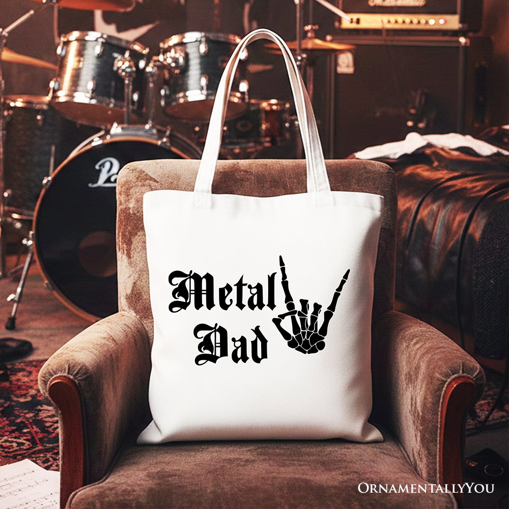 Metal Dad Skeleton Tote Bag and Rock Sign
