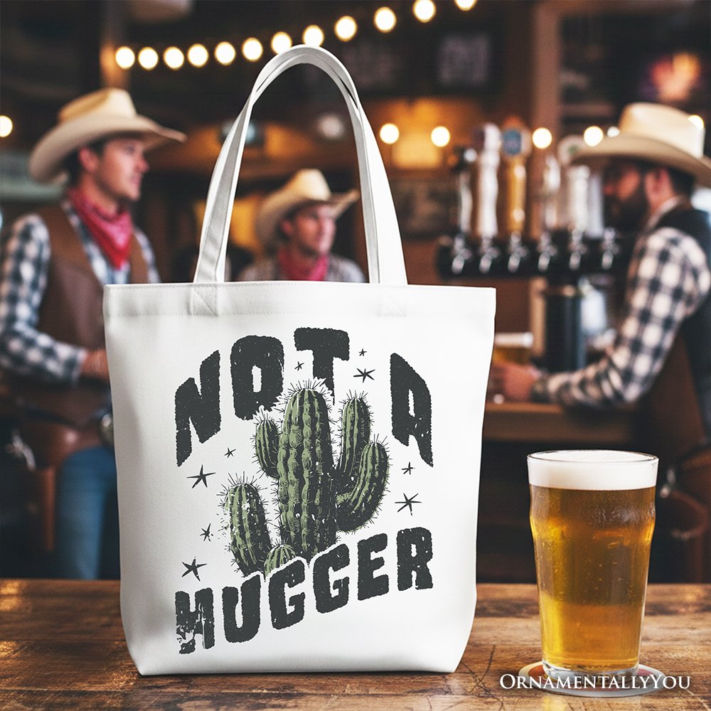 Not a Hugger Retro Cactus Canvas Tote Bag