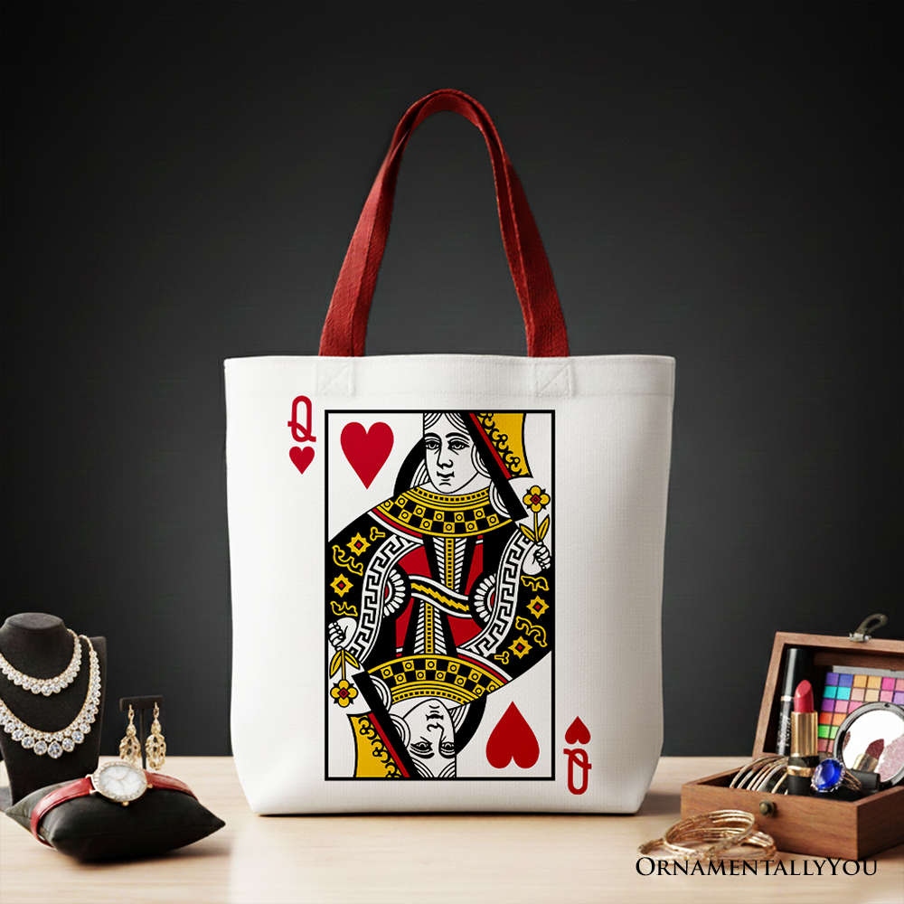 Queen of Hearts Crown Canvas Tote Bag, Royal Retro Valentine Gift Bag