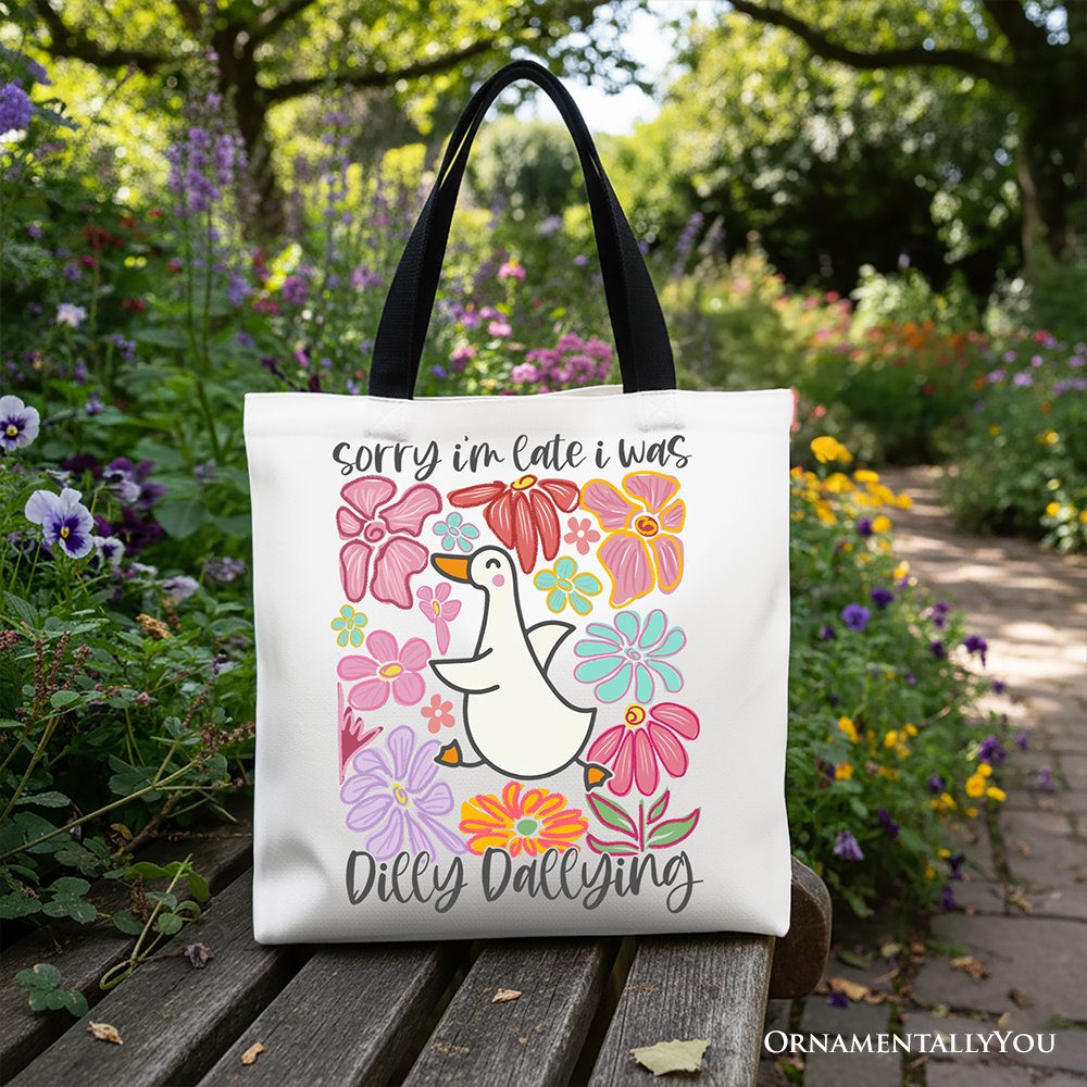 Dilly Dallying Goose Canvas Tote Bag and Gift