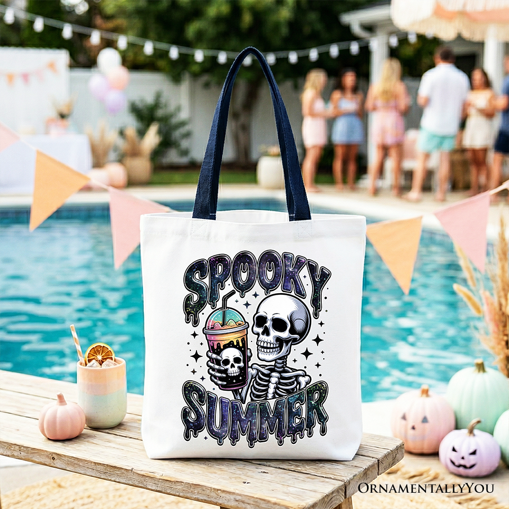 Spooky Summer Skeleton Tote Bag for Coffee Fans