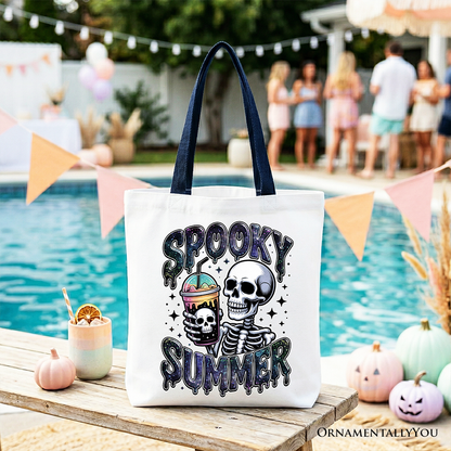 Spooky Summer Skeleton Tote Bag for Coffee Fans