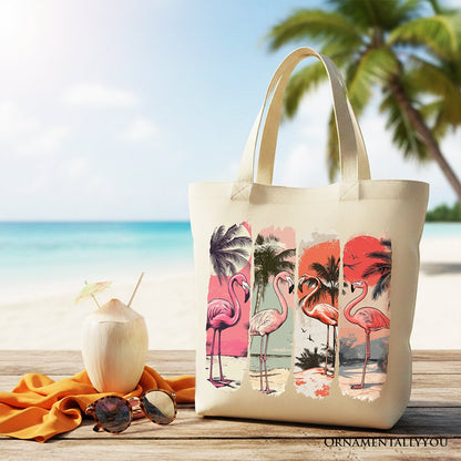 Vintage Flamingo Canvas Tote Bag and Beach Gift