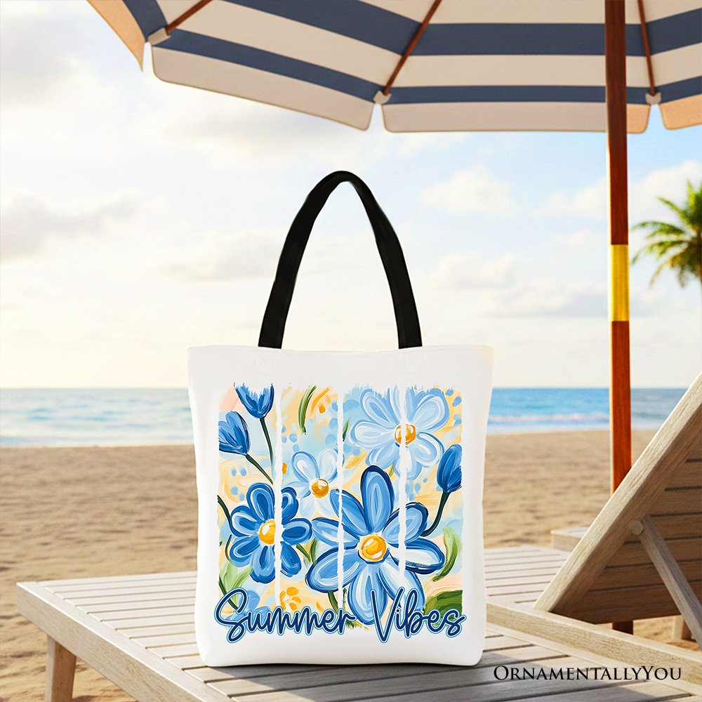 Summer Brushstroke Flowers and Canvas Tote Bag