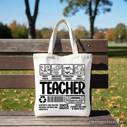 Funny Barcode Teacher Canvas Tote and Supplies