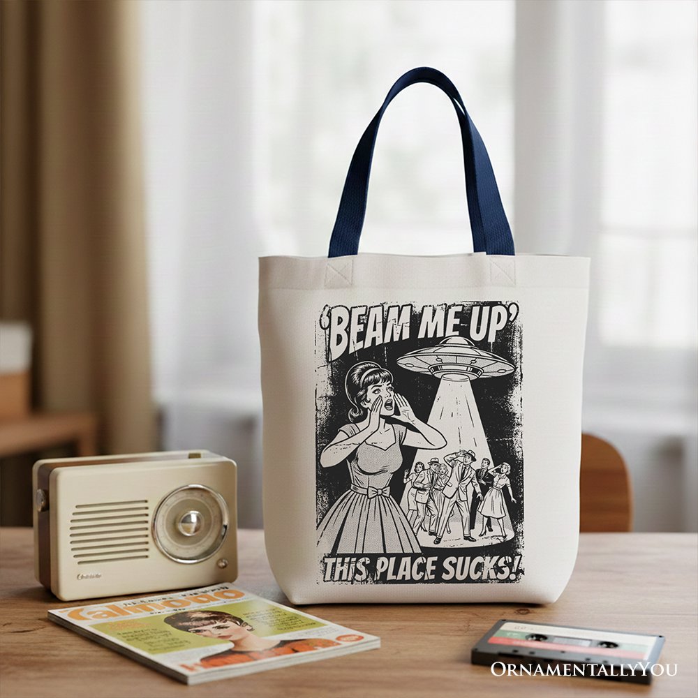 Retro Ufo Meme This Place Sucks Tote Bag