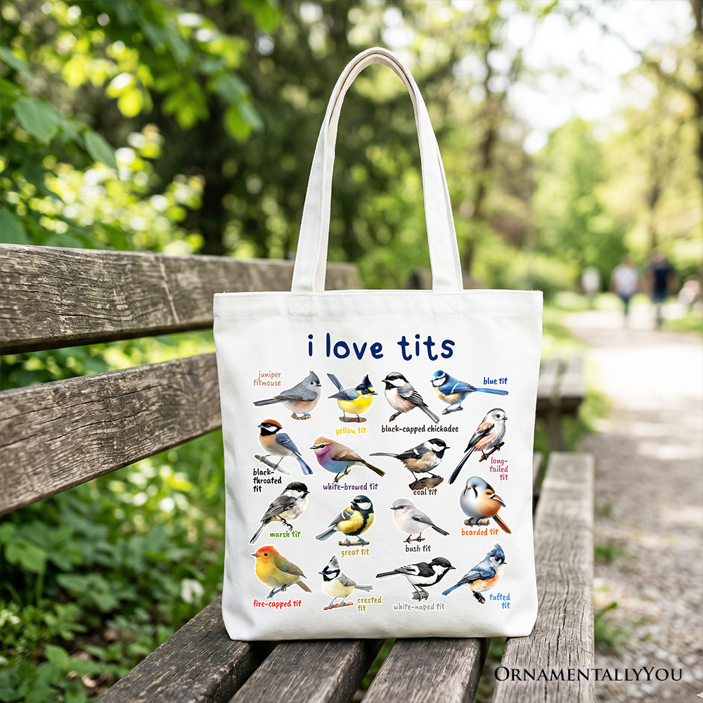 Whimsical Bird Tit Tote Bag and Birder Gifts