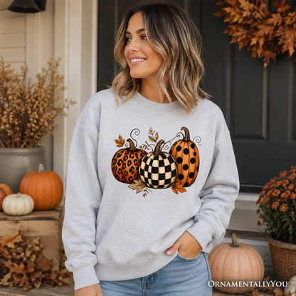 Leopard Checkered Pumpkin Sweatshirt and Fall