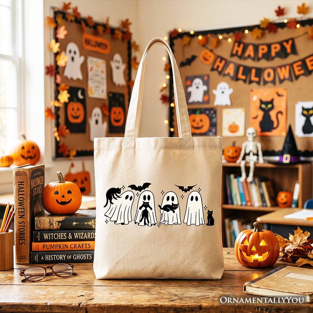 Cute Ghost Teacher Halloween Canvas Tote Bag