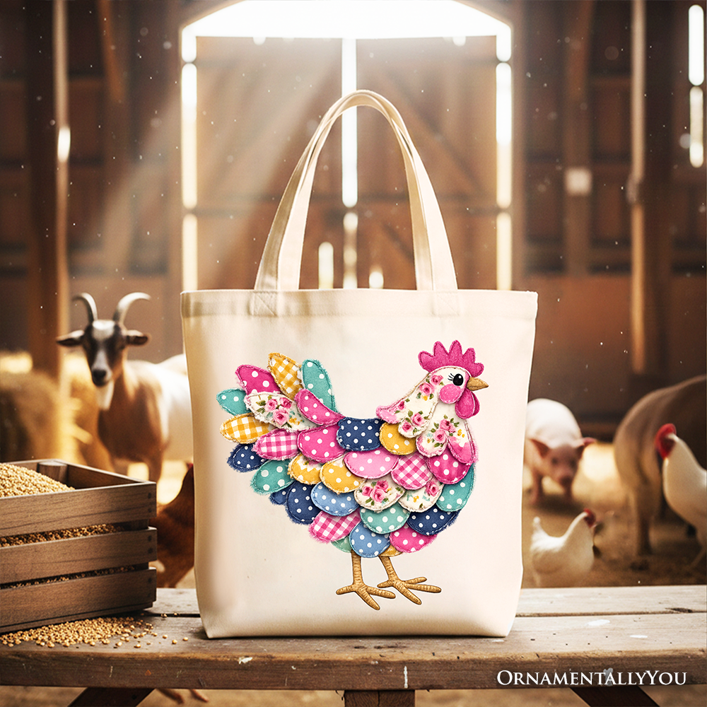 Coquette Floral Chicken and Canvas Tote Bag