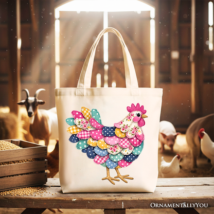 Coquette Floral Chicken and Canvas Tote Bag