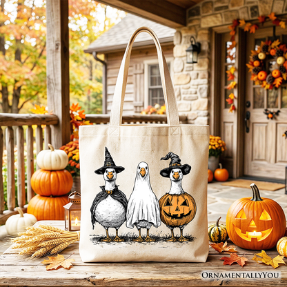 Haunting Honkers Goose Halloween Canvas Tote