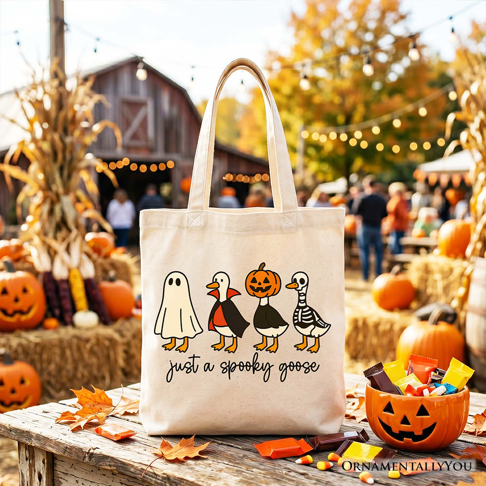 Just a Spooky Goose Canvas Tote Bag for Halloween