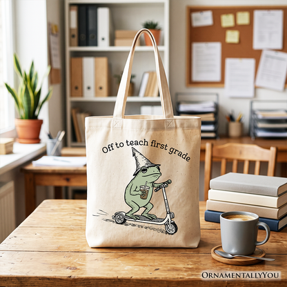 Off To Teach First Grade Frog Heavy Duty Tote Bag