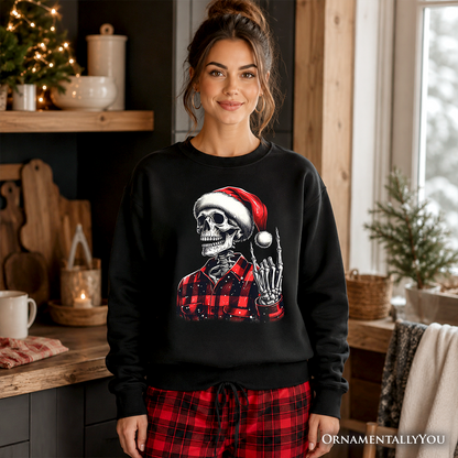 Buffalo Plaid Christmas Skeleton Sweatshirt