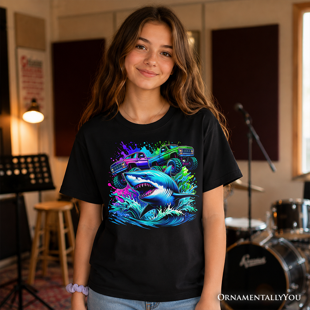 Cool Truck and Shark Kids Cotton Tee Shirt