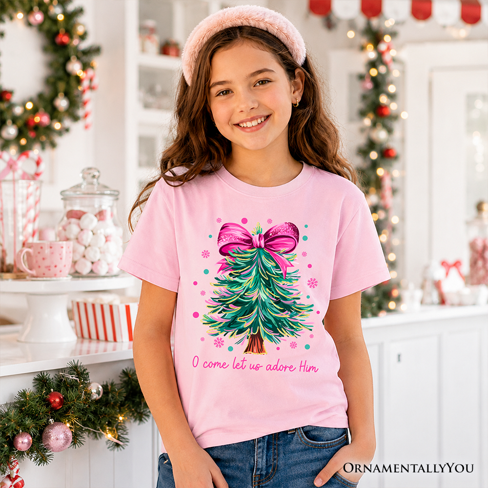 Kids Glitter Christmas Tree and the Bow Tee