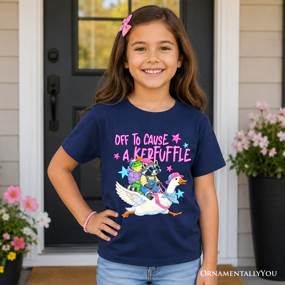 Off to Cause a Kerfuffle Kids Funny Shirt