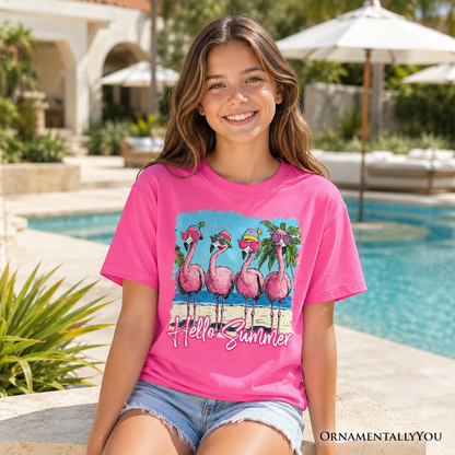 Soft Cotton Tee for Kids Flamingo Summer Beach