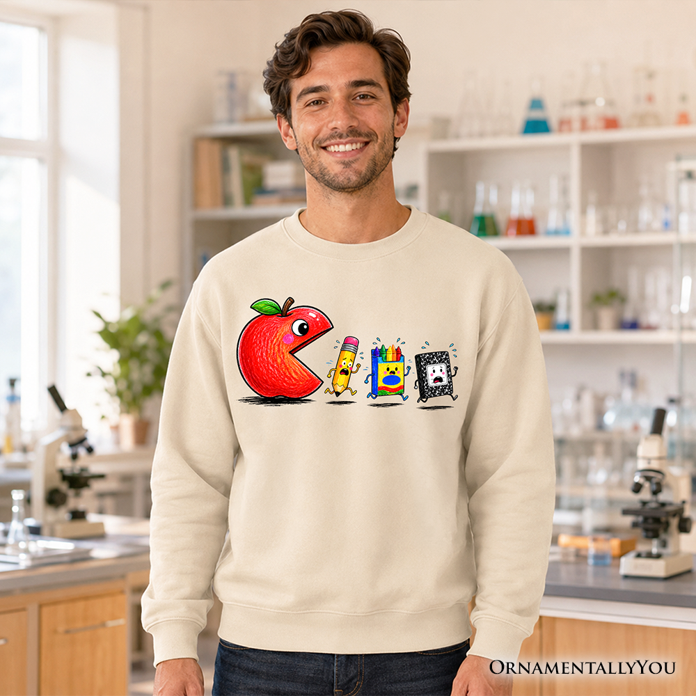 Funny Apple First Day of School Staff Sweatshirt